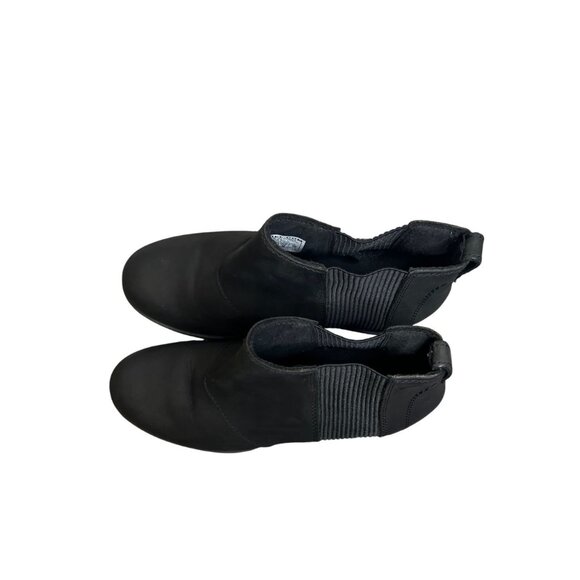 Sorel Joan of Arctic Wedge Chelsea Black Leather Waterproof Ankle Boots Size 9 - Picture 8 of 12